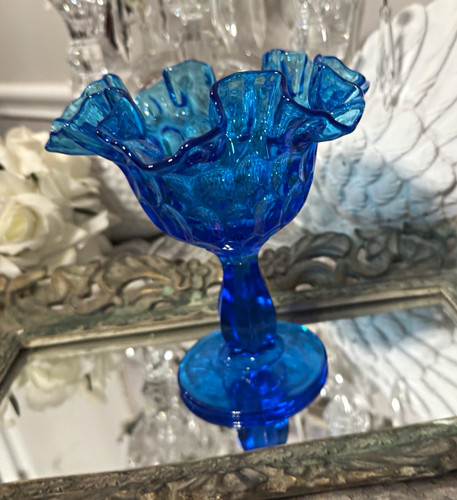 Vintage clear blue glass - blue,